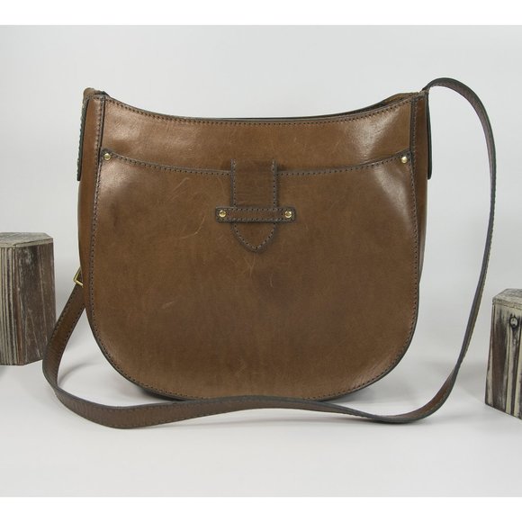 Frye Vintage Brown Smooth Distressed Leather Hobo - Picture 1 of 6